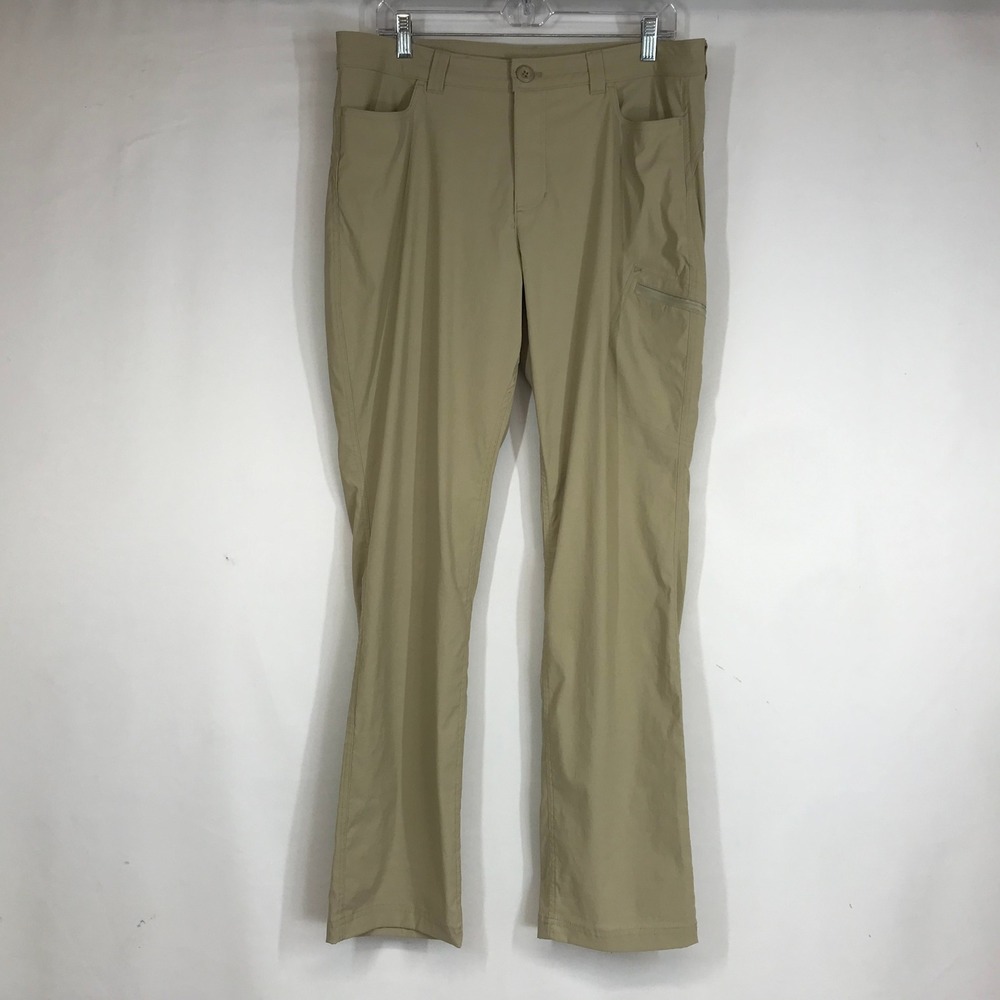 Eddie‎ Bauer Women Khaki Straight Leg Cargo Pants Size 14 Nylon Spandex Outdoor